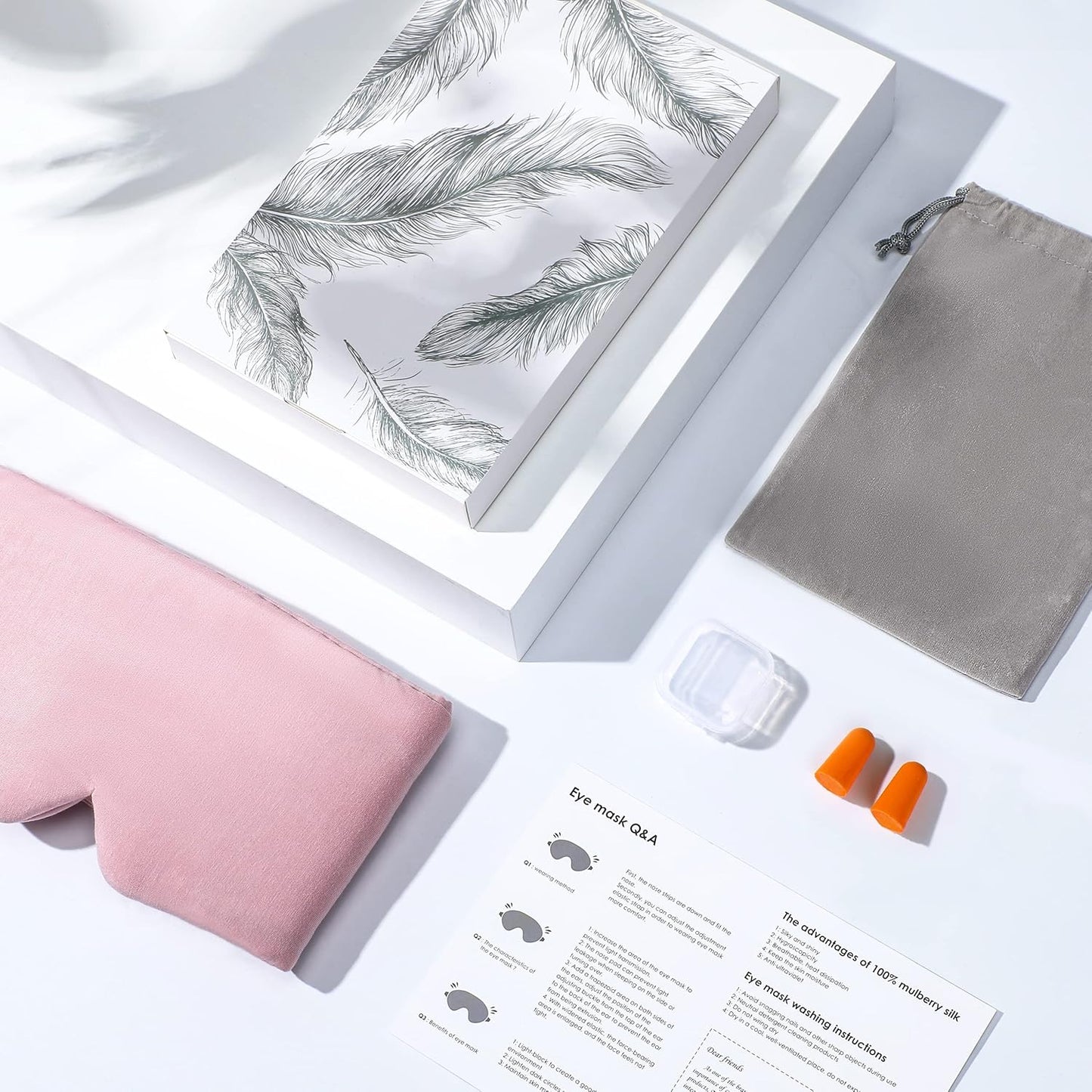 FRESHME Cotton Sleep Mask Blackout - Handmade Eye Mask for Sleeping Eye Shade Cover Sleep Mask for Women Men Girl Soft and Breathable Adjustable Blinder Light Blocking Pink Airplane with Travel Pouch