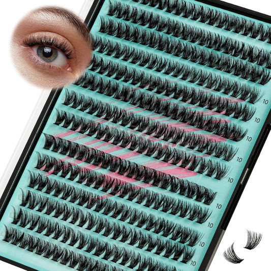 Lash Clusters Wispy 280PCS Eyelash Extension 50D Cluster Lashes Individual Lashes DIY Lash Extension Natural Look Cluster Eyelash Extensions Soft False Eyelashes at Home for Beginners(10mm)