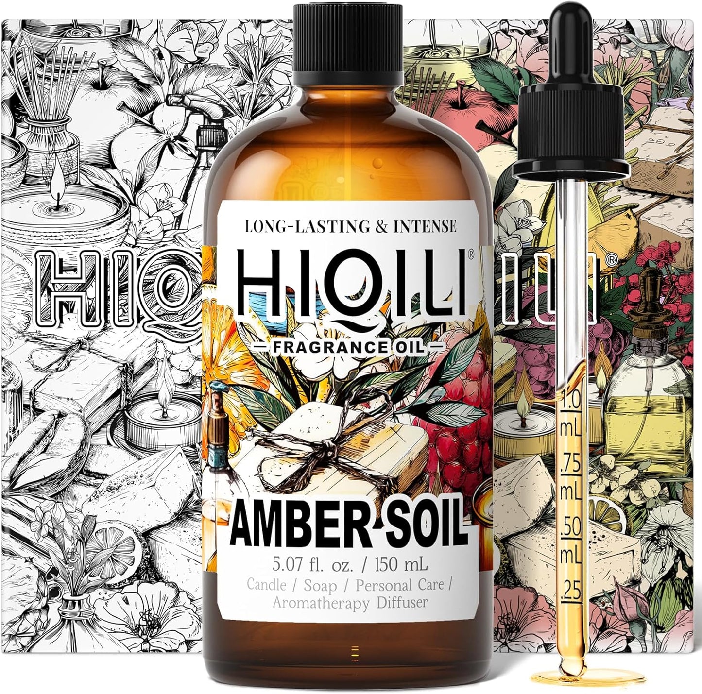 HIQILI Amber Soil Fragrance Oil for Diffuser, Inspired by H.er-mes T.erred' H, Perfume & Hair Perfume Mist Making - Citrus, Pepper & Woody Notes, Long-Lasting Scent - 5.07 Fl Oz