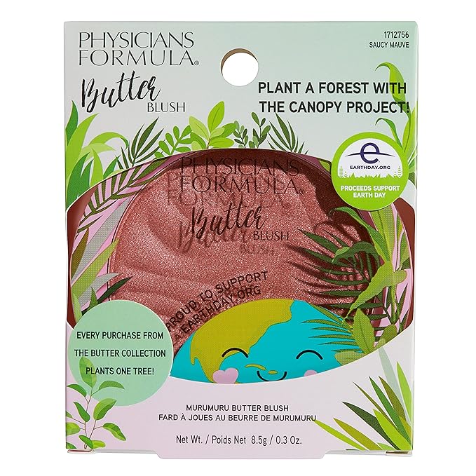 Physicians Formula Earth Day Butter Blush Powder Saucy Mauve, Clean Beauty, Dermatologist Tested, Vegan, Cruelty-Free